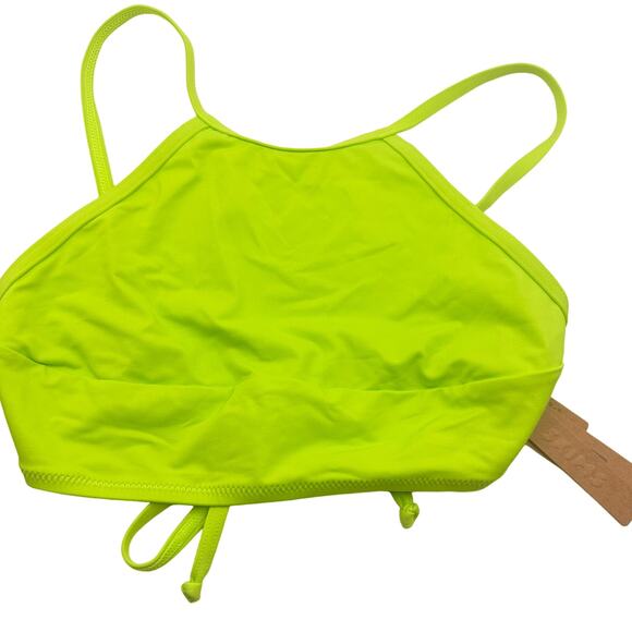 Skims Recycled Swim High Neck Top Neon Green String Bikini Top Size XS - Picture 1 of 5